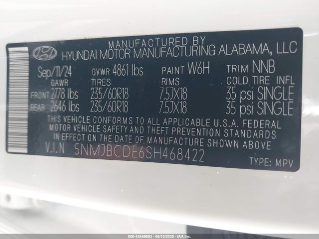 5NMJBCDE6SH468422 Hyundai gdi theta iii