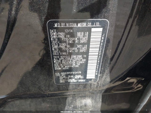 Nissan Quest 2015 JN8AE2KP2F9124176 Image 9