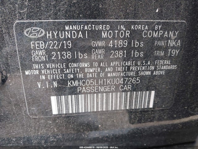 KMHC05LH1KU047265 Hyundai Ioniq