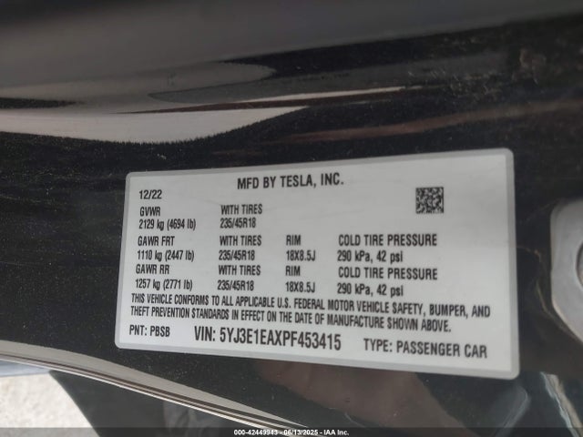 2023 TESLA MODEL 3 5YJ3E1EAXPF453415 Photo 8