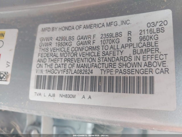 1HGCV1F57LA082624 Honda l15be