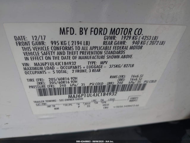 Ford 2018 2018 MAJ6P1UL4JC184932 Image 9