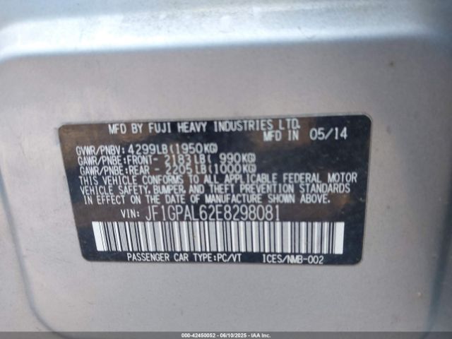 2014 SUBARU IMPREZA JF1GPAL62E8298081 Photo 8