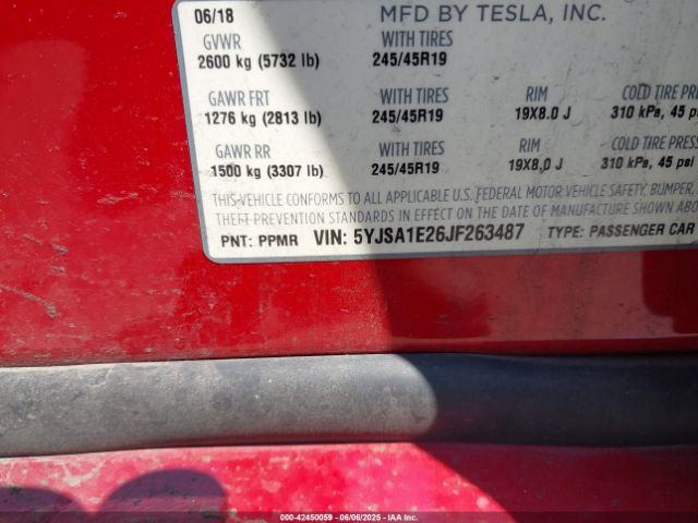 2018 TESLA MODEL S 5YJSA1E26JF263487 Photo 8