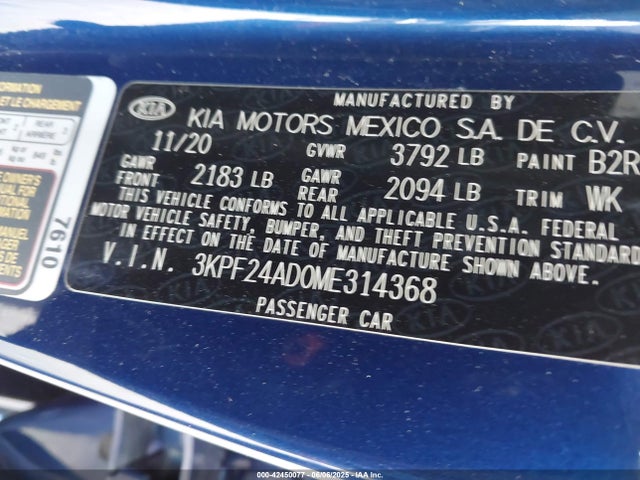 KIA mpi nu 2021 3KPF24AD0ME314368 Image 9