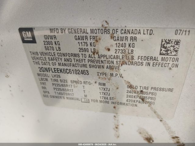 2012 CHEVROLET EQUINOX 2GNFLEEK6C6102463 Photo 8