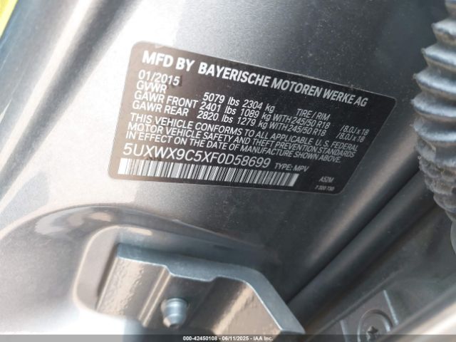 2015 BMW X3 5UXWX9C5XF0D58699 Photo 8