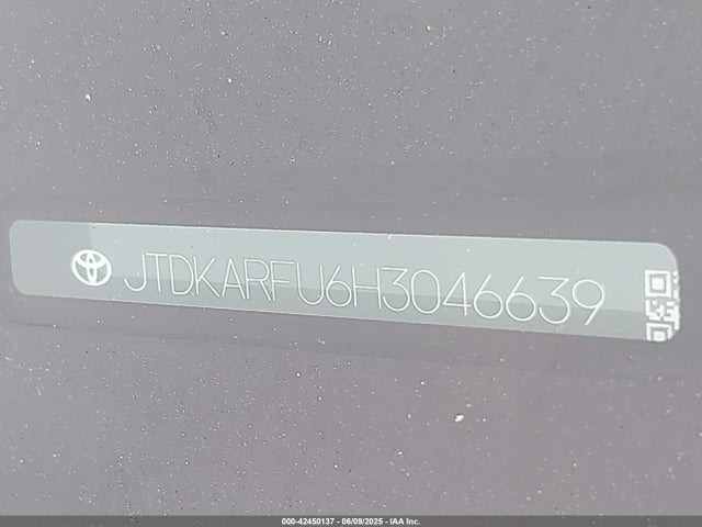 JTDKARFU6H3046639 Toyota 2zr-fxe,1nm