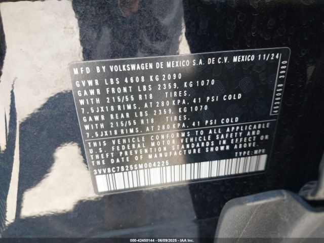 3VV8C7B25SM004225 Volkswagen Taos 1.5t S