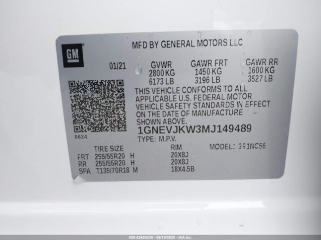1GNEVJKW3MJ149489 Chevrolet lfy