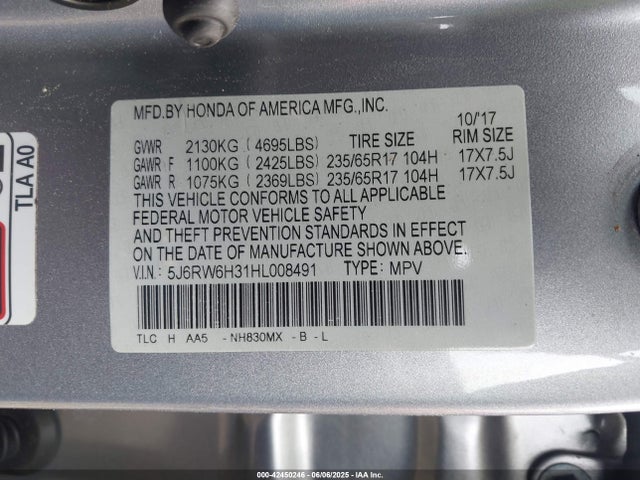 5J6RW6H31HL008491 Honda k24w9/k24v9
