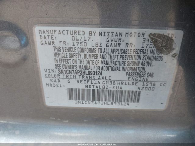 3N1CN7AP3HL893124 Nissan 2017