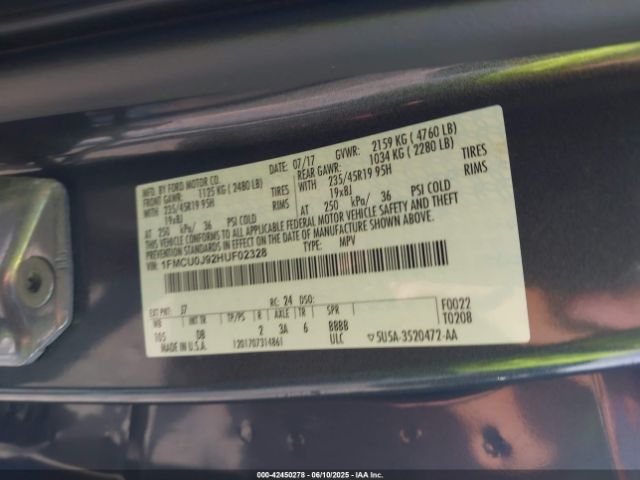 2017 FORD ESCAPE 1FMCU0J92HUF02328 Photo 8