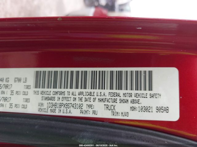2009 DODGE RAM 1500 1D3HB18PX9S743102 Photo 8