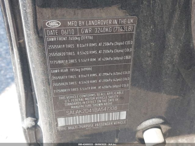 2011 LAND ROVER LR4 SALAK2D41BA547338 Photo 8