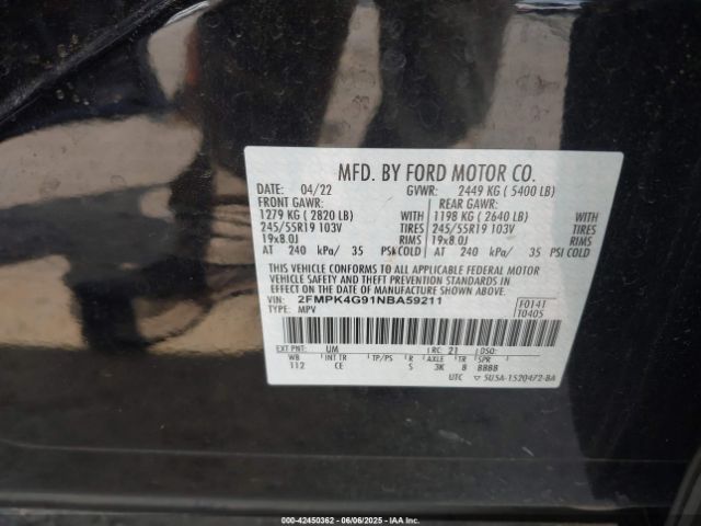 2022 FORD EDGE 2FMPK4G91NBA59211 Photo 8