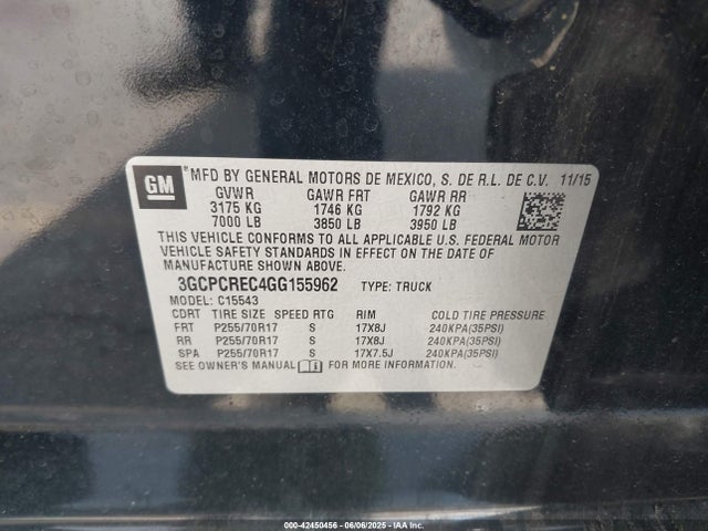 3GCPCREC4GG155962 Chevrolet l83 - sidi, vvt, afm, e85 max, aluminum