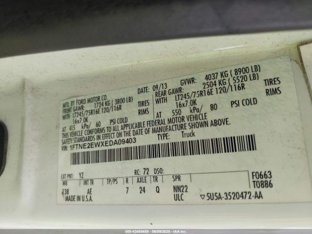 1FTNE2EWXEDA09403 Ford E-250 Commercial