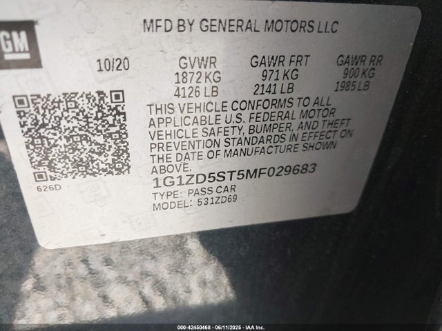 1G1ZD5ST5MF029683 Chevrolet lfv - direct injection, variable valve timing, gen 1 gmna