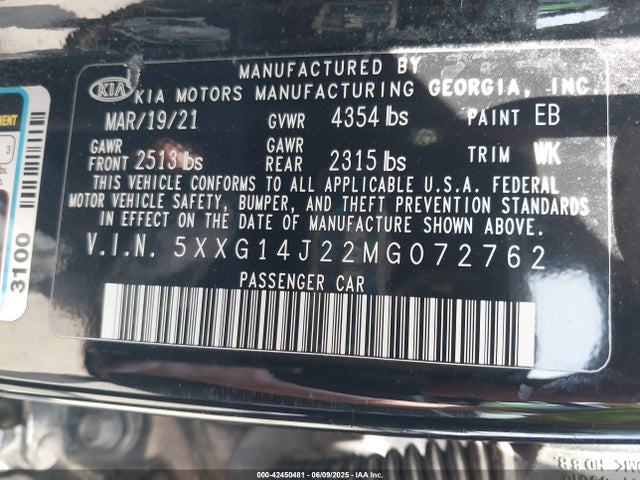 5XXG14J22MG072762 KIA t-gdi gamma ii