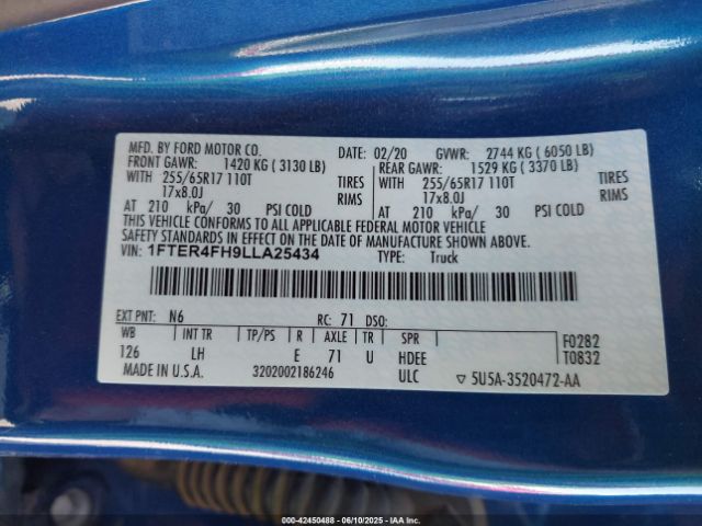 2020 FORD RANGER 1FTER4FH9LLA25434 Photo 8