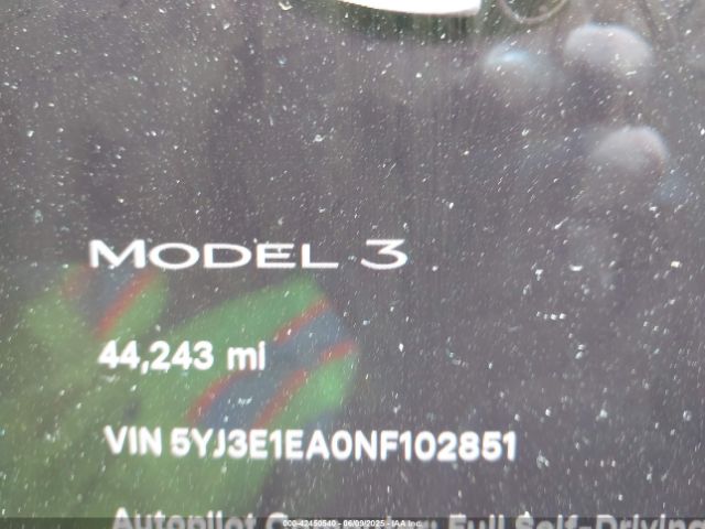 5YJ3E1EA0NF102851 Tesla MODEL 3