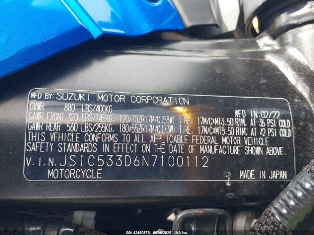 2022 SUZUKI GSX-S750 JS1C533D6N7100112 Photo 9