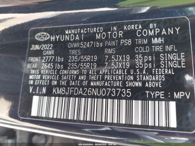 2022 HYUNDAI TUCSON PLUG-IN HYBRID KM8JFDA26NU073735 Photo 8