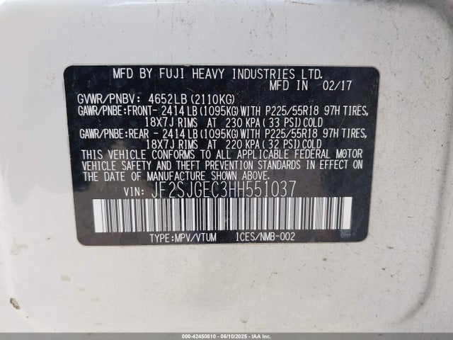 JF2SJGEC3HH551037 Subaru u4