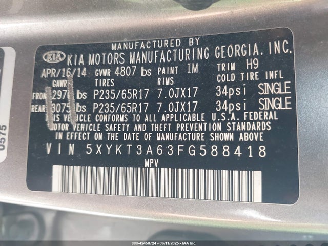 5XYKT3A63FG588418 KIA dohc t-gdi theta-ii