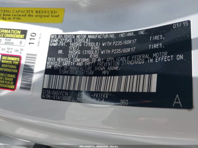 2015 TOYOTA SIENNA 5TDKK3DCXFS571588 Photo 8