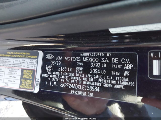 3KPF24ADXLE158984 KIA mpi nu