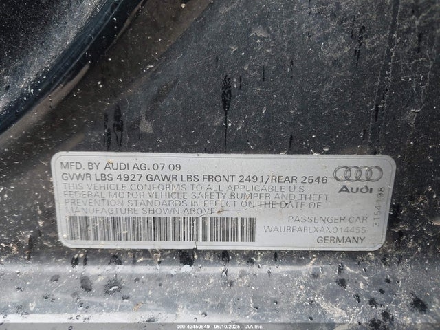 2010 AUDI A4 WAUBFAFLXAN014455 Photo 8