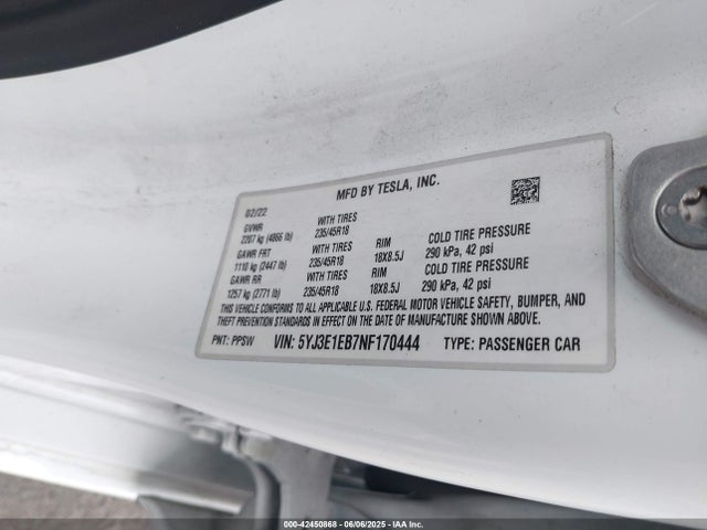2022 TESLA MODEL 3 5YJ3E1EB7NF170444 Photo 8