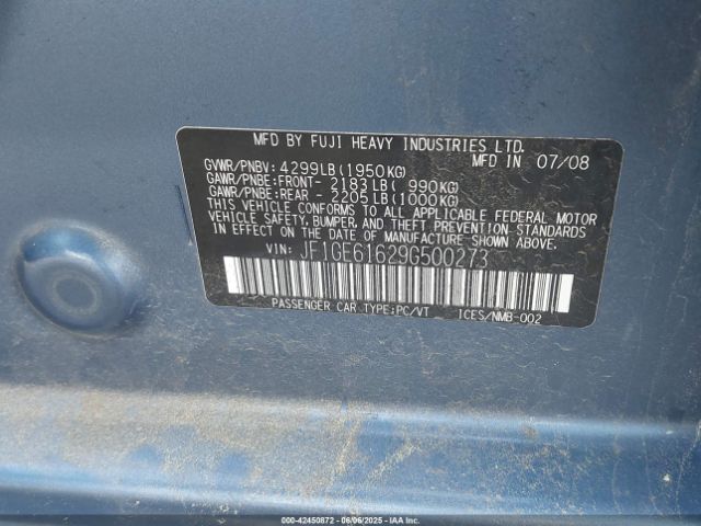 2009 SUBARU IMPREZA JF1GE61629G500273 Photo 8