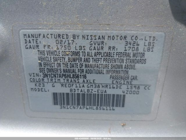 2017 NISSAN VERSA 3N1CN7AP6HL856116 Photo 8