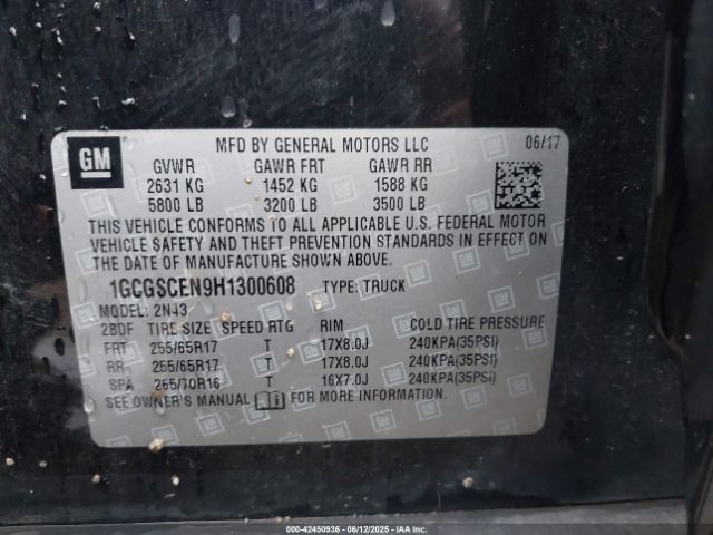 1GCGSCEN9H1300608 Chevrolet lg2 - di: direct injection, vvt: variable valve timing, alum, var2, gen2