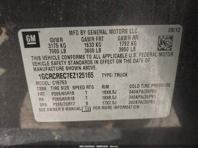 1GCRCREC7EZ125165 Chevrolet l83 - vvt, afm (active fuel management), aluminum