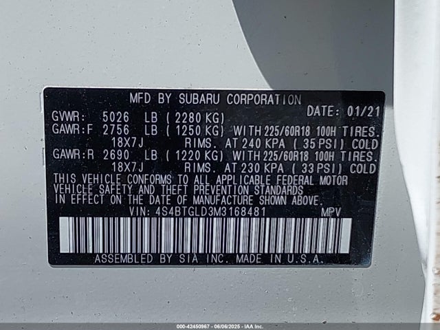 4S4BTGLD3M3168481 Subaru Outback