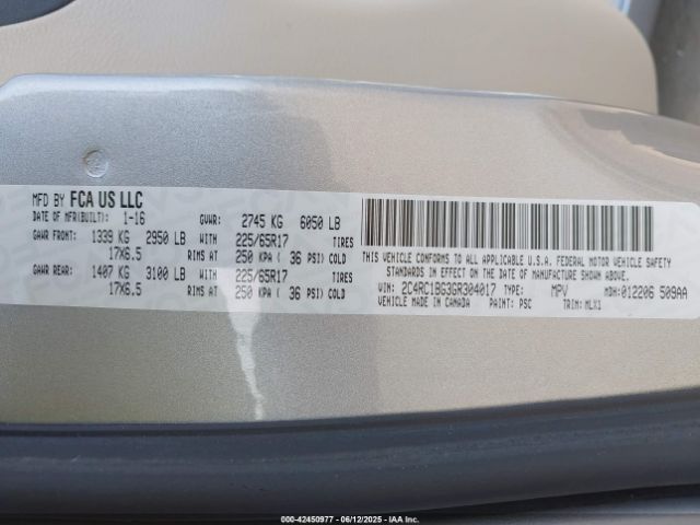 2016 CHRYSLER TOWN & COUNTRY 2C4RC1BG3GR304017 Photo 8