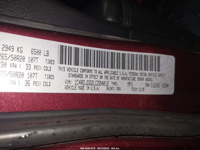 2020 DODGE DURANGO 1C4RDJDG2LC224012 Photo 8