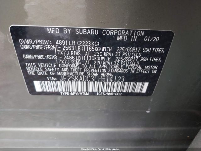 2020 SUBARU FORESTER JF2SKADC3LH514123 Photo 8
