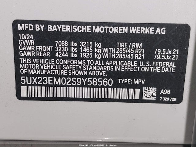 5UX23EM02S9Y58560 BMW 2025