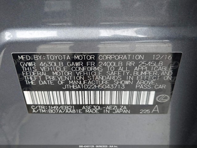Lexus 8ar-fts 2017 JTHBA1D22H5043713 Image 9