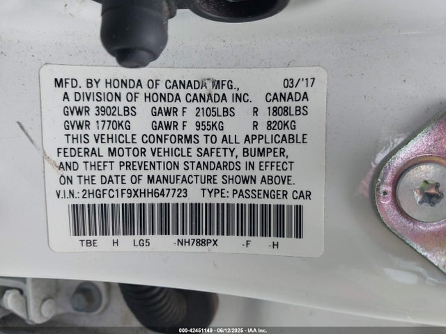 2HGFC1F9XHH647723 Honda l15b7