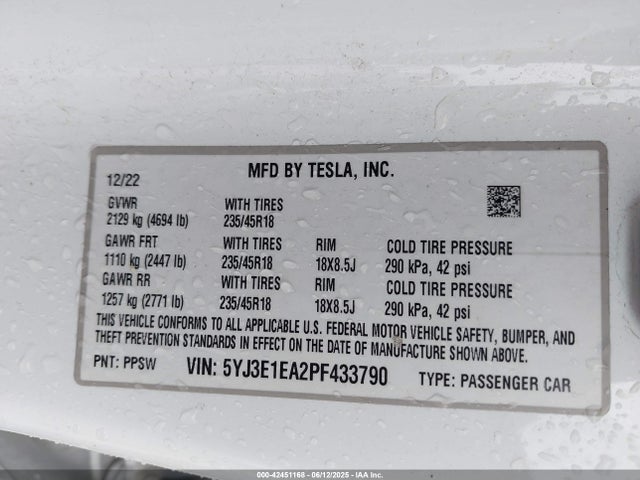 2023 TESLA MODEL 3 5YJ3E1EA2PF433790 Photo 8