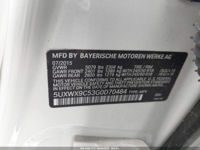 2016 BMW X3 5UXWX9C53G0D70484 Photo 8