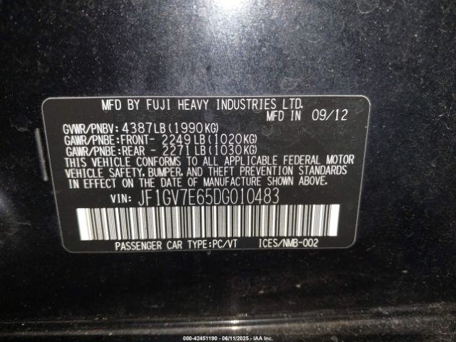2013 SUBARU IMPREZA WRX JF1GV7E65DG010483 Photo 8