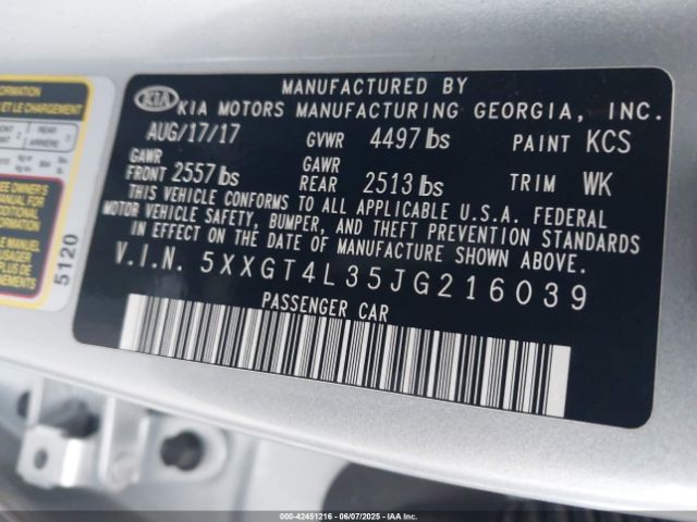 5XXGT4L35JG216039 KIA gdi
