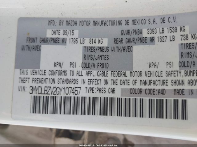 3MYDLBZV2GY107457 Scion IA
